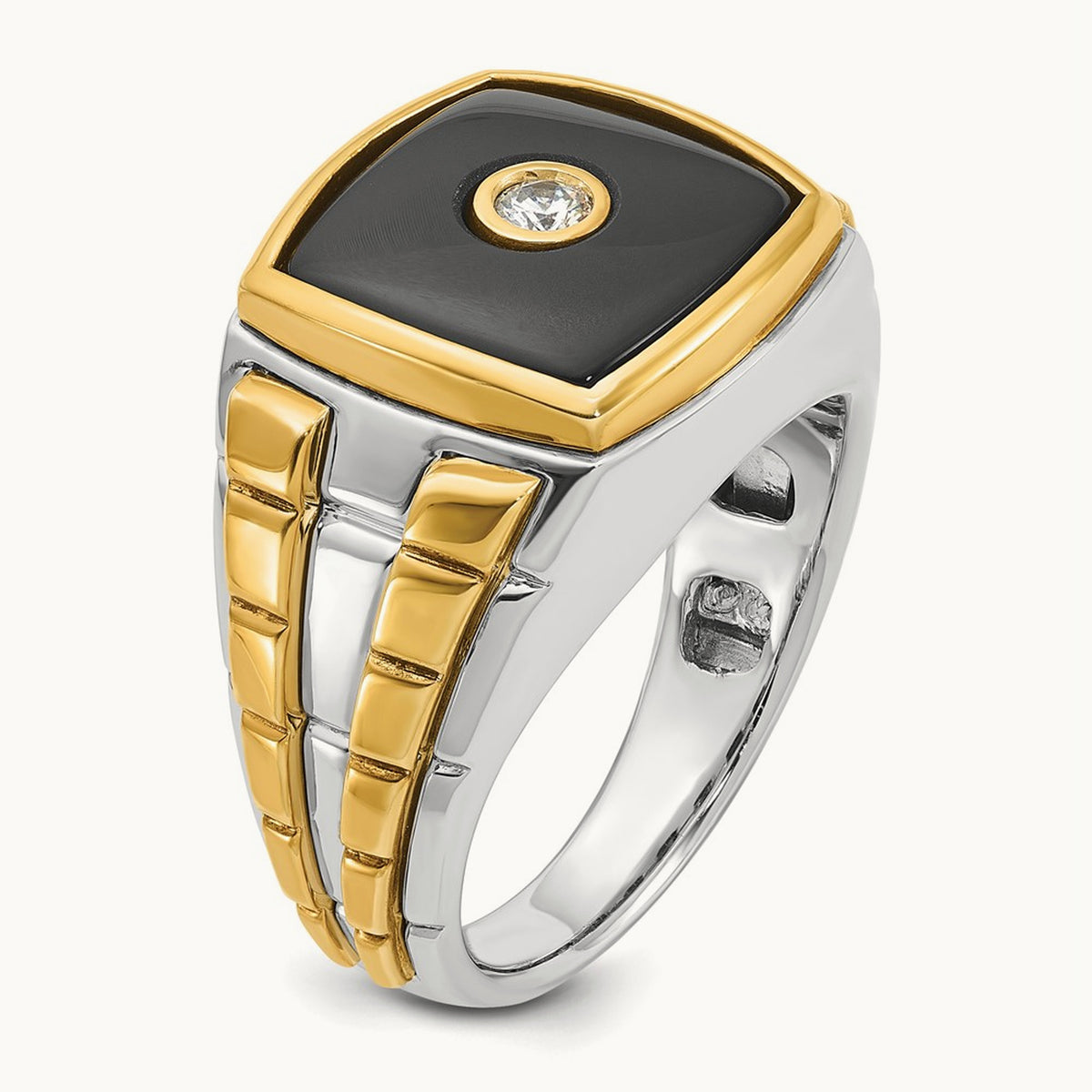 Men's Onyx and Diamond Complete Ring — IBGoodman — photo set