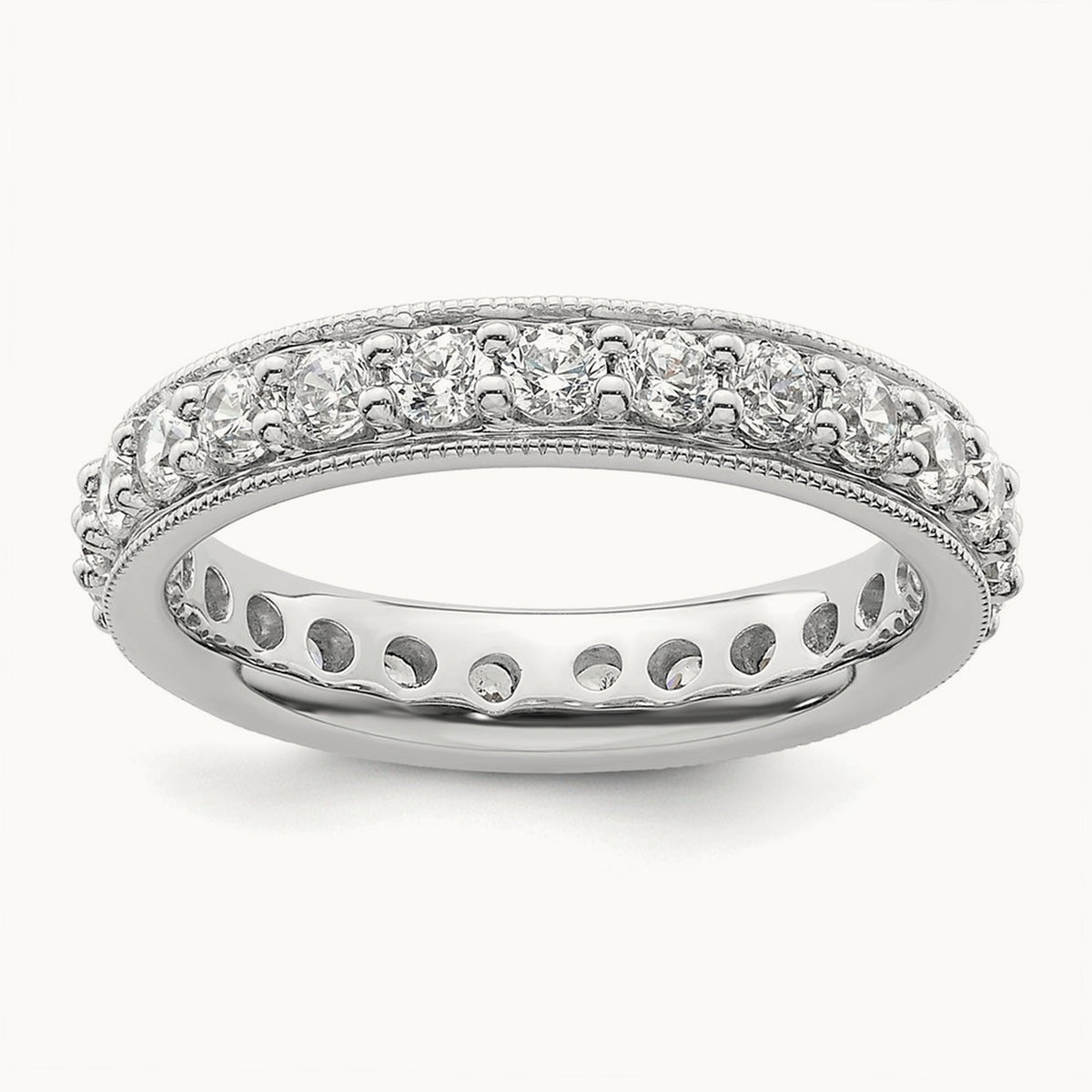 Polished Vintage Diamond Eternity Band, 1.00 ct tw — 14K White Gold