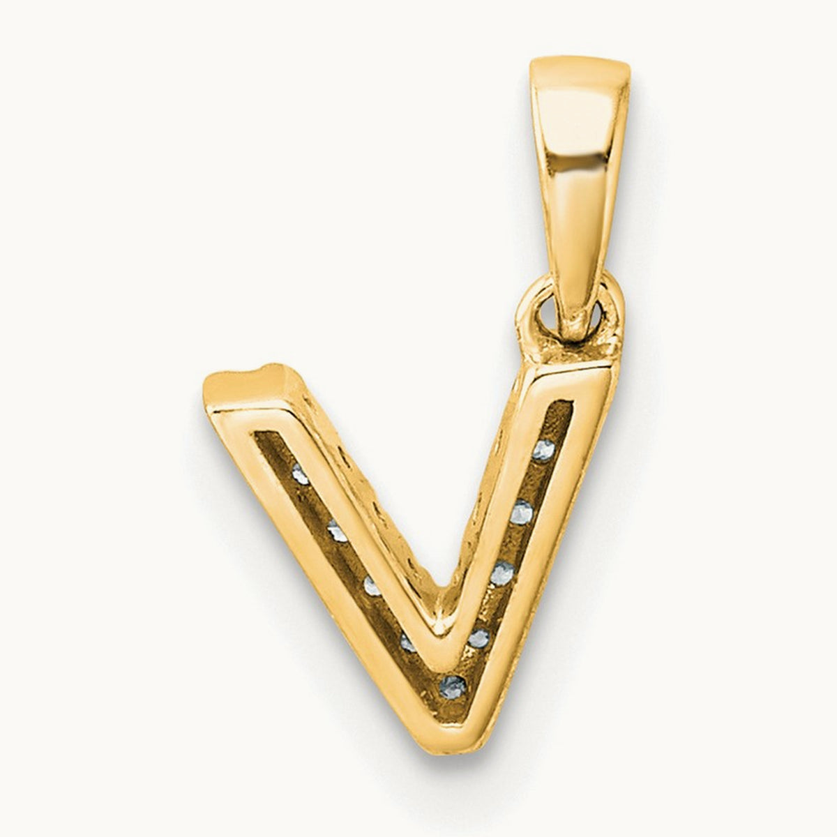 Diamond Initial with Bail Pendant — 14K Yellow Gold, V