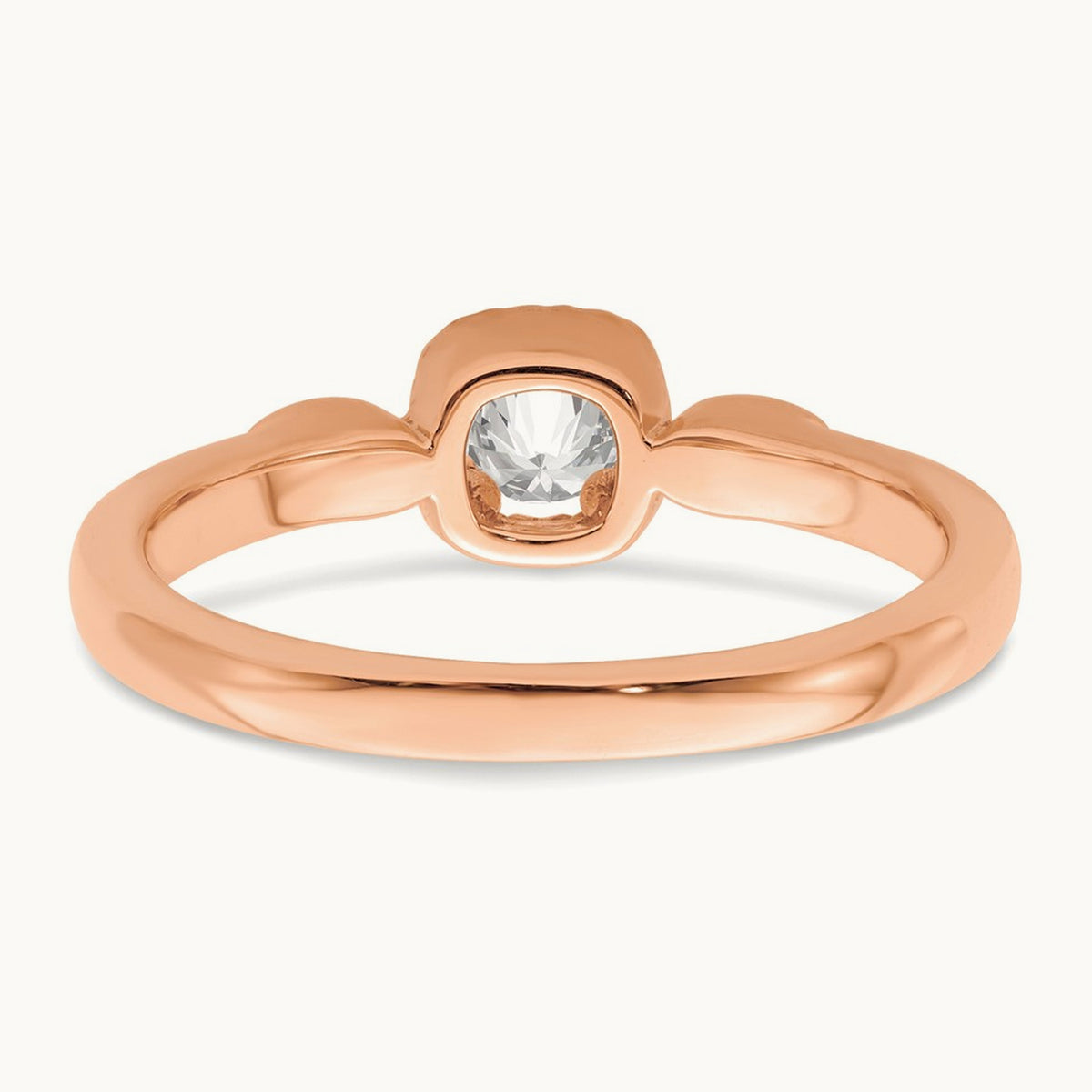 Petite Rope Edge Round Complete Diamond Ring — 14K Rose Gold, 7