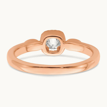 Petite Rope Edge Round Complete Diamond Ring — 14K Rose Gold, 7