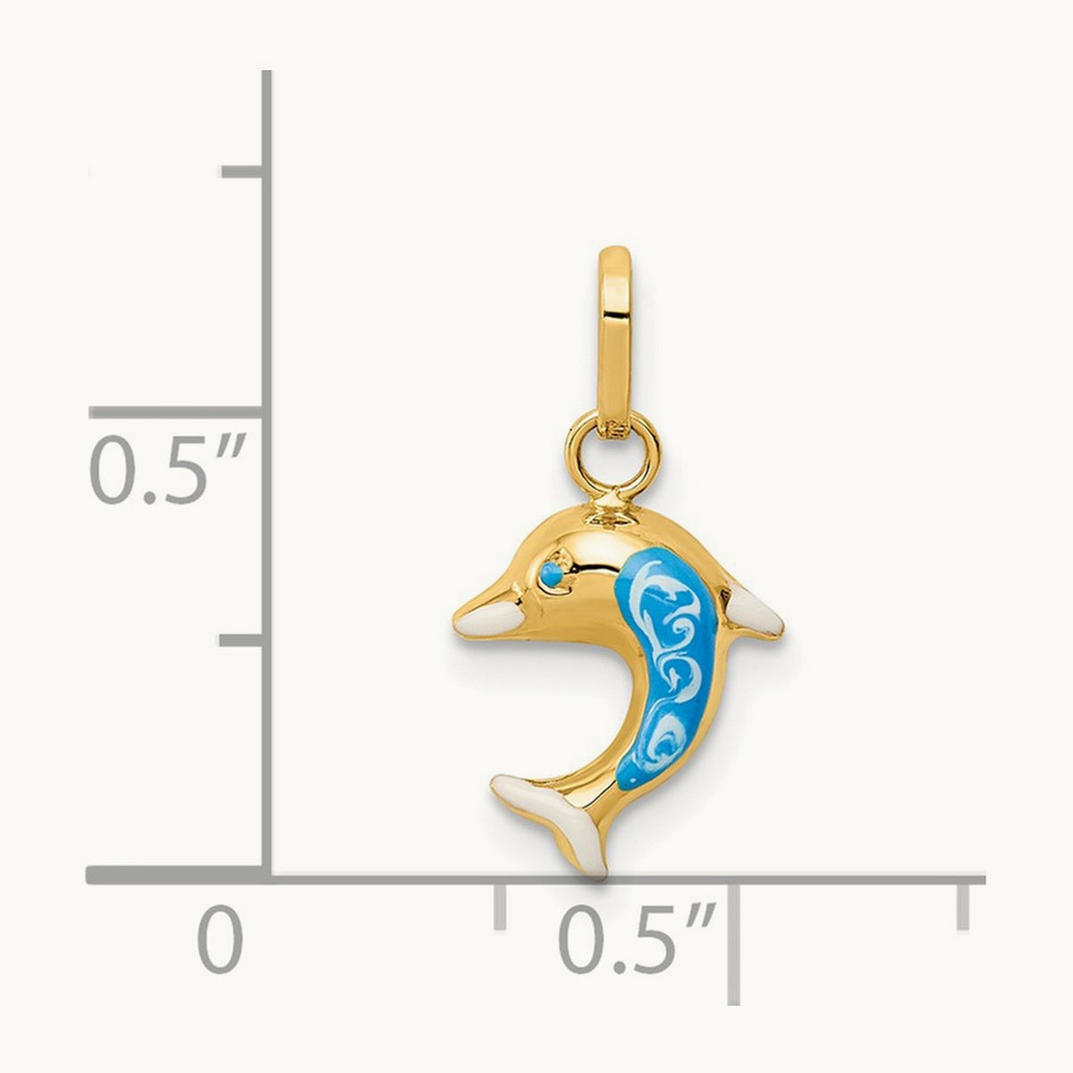Enameled Dophin Charm, 14K