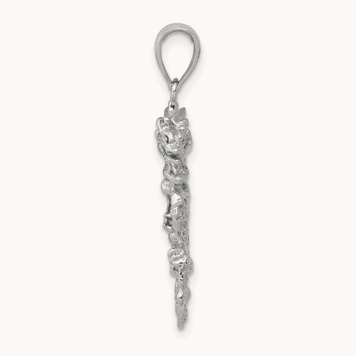 3-D Dragon Charm — 14K White Gold