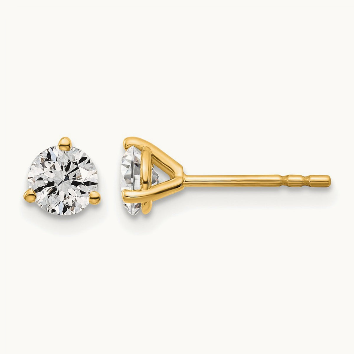 Round Stud Earrings, 0.10-6.00 ct tw Lab-Grown Diamond — 5/8 ct, 14K Yellow Gold