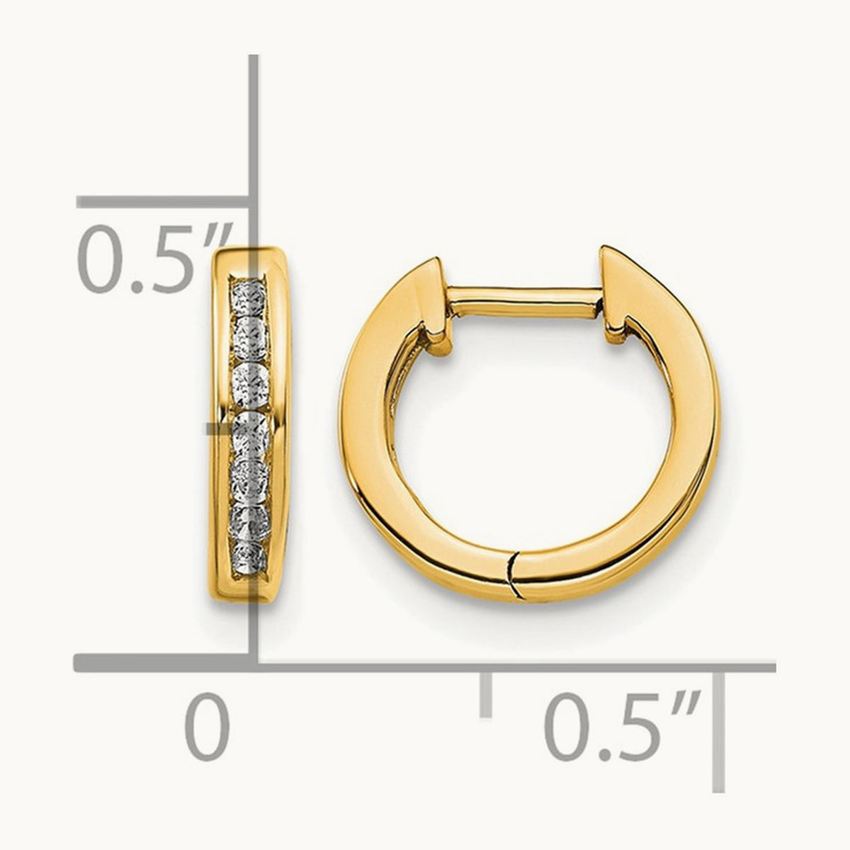 Hinged Hoop Earrings, 0.10 ct tw Lab-Grown Diamond — 14K Yellow Gold