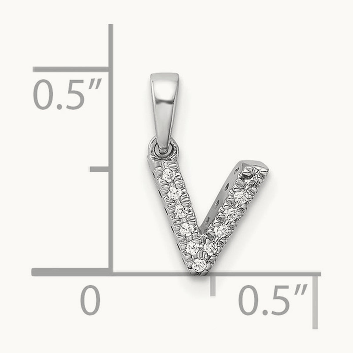 Diamond Initial with Bail Pendant — 14K White Gold, V