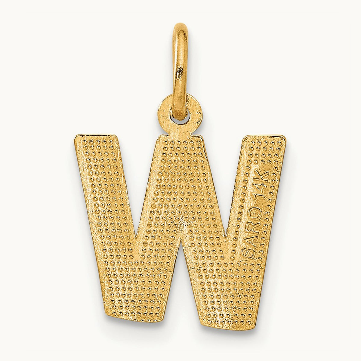 Satin Diamond-cut Initial Charm — 14K Yellow Gold, W