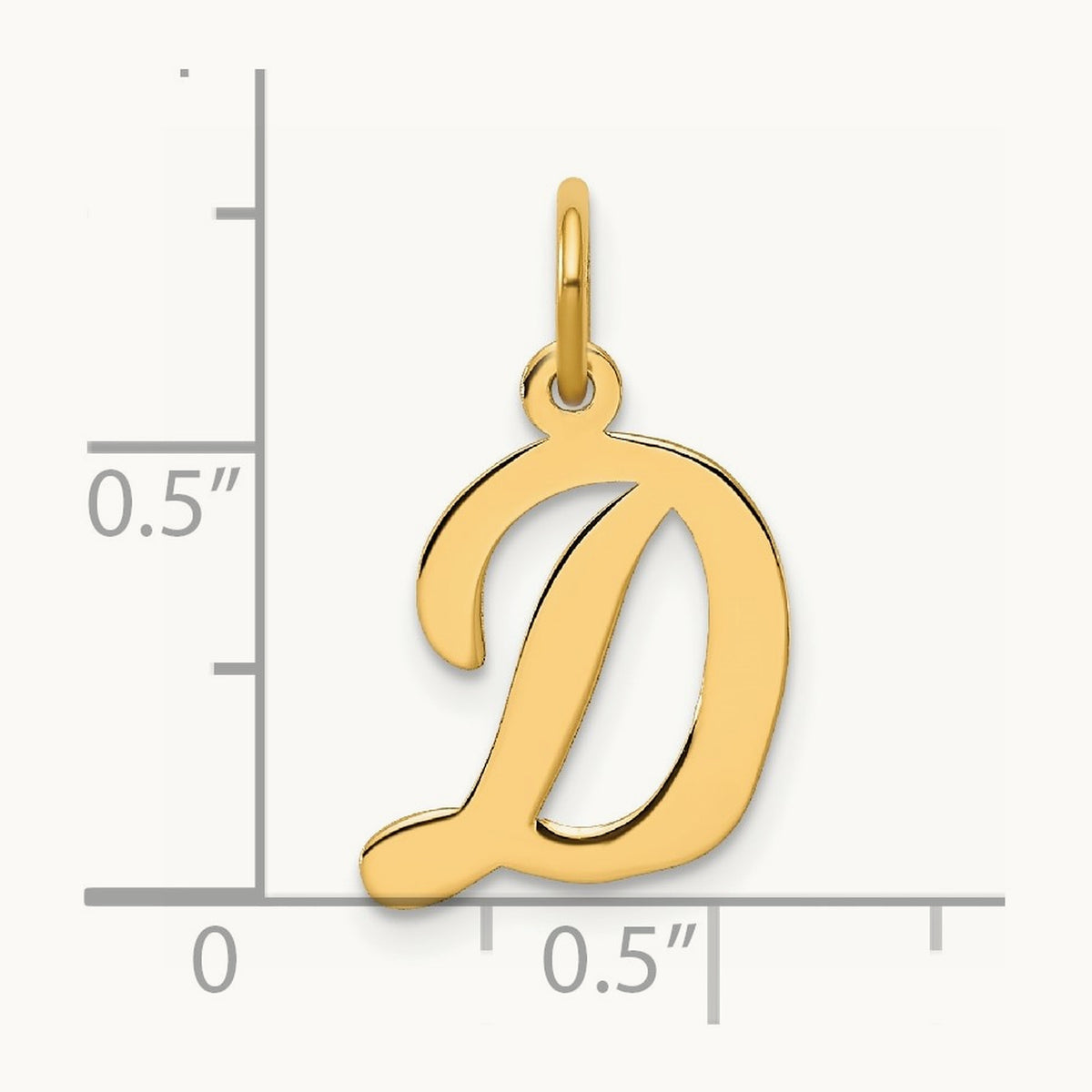 Medium Script Initial Charm — 14K Yellow Gold, D