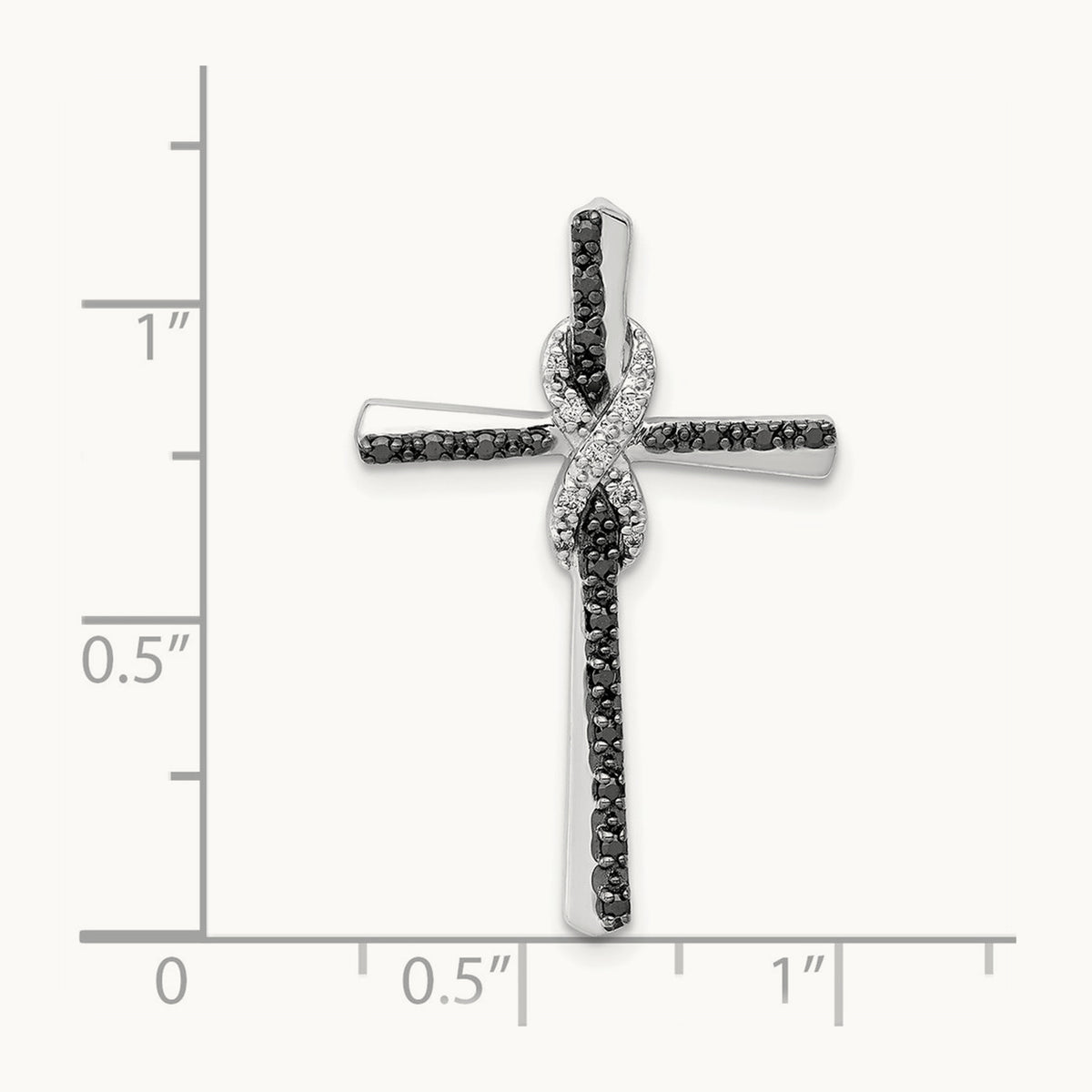 Black and White Diamond Infinity Cross Chain Slide, 14K White Gold