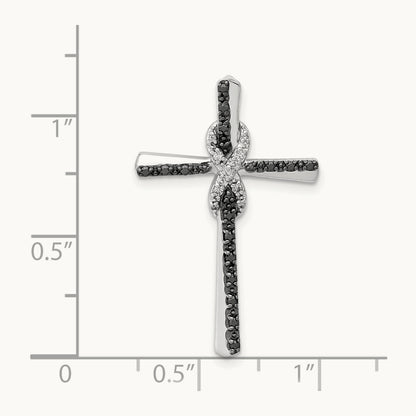 Black and White Diamond Infinity Cross Chain Slide, 14K White Gold