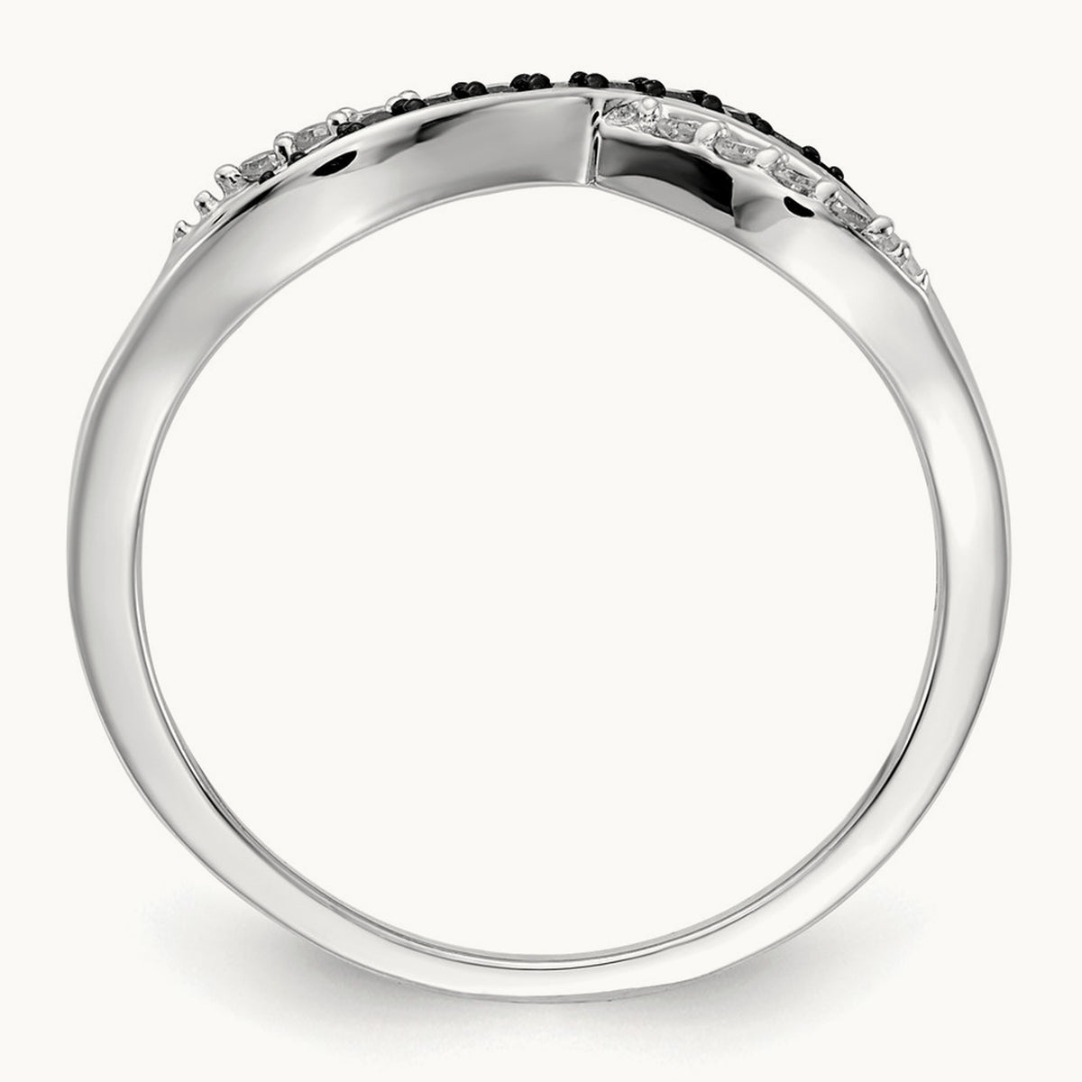 w/ Blue and White Diamond Crisscross Ring, 14K White Gold