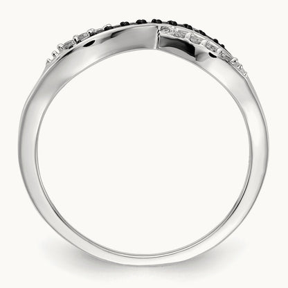 w/ Blue and White Diamond Crisscross Ring, 14K White Gold