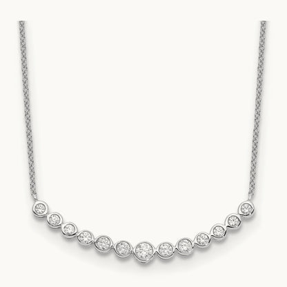 Diamond Curved Bar Necklace, 14K White Gold
