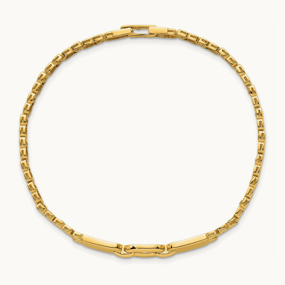 Polished Fancy Link 7.5in Bracelet, 14K