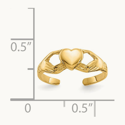 Polished Claddagh Toe Ring, 14K