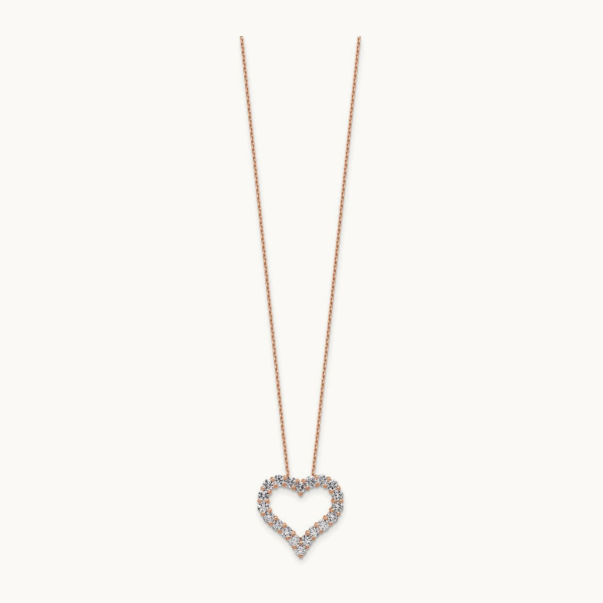 Heart Necklace, 1.50 ct tw Lab-Grown Diamond in 14K Rose Gold