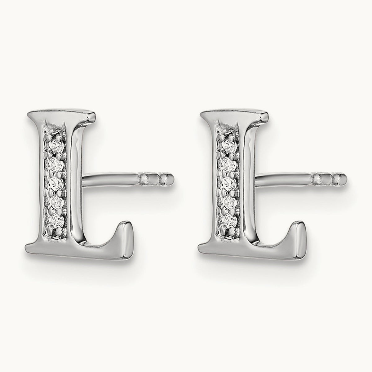 Diamond Earrings — 14K White Gold, 8mm, L