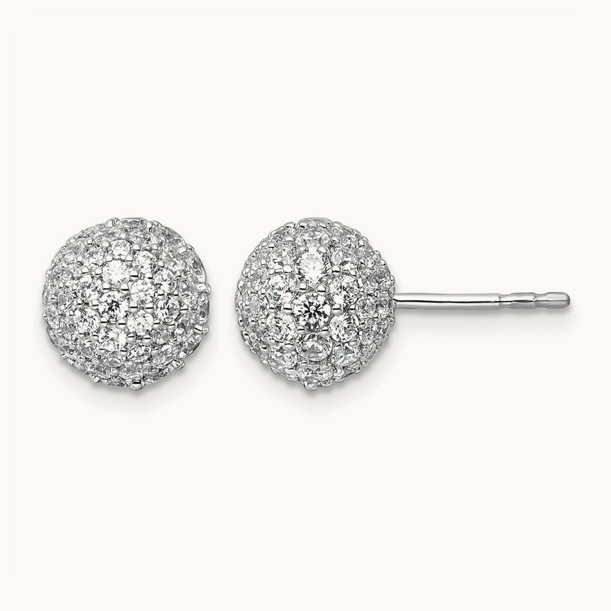 Pave Ball Stud Post Earrings, 2.75-4.25 ct tw Lab-Grown Diamond — 2 3/4 ct, 14K White Gold