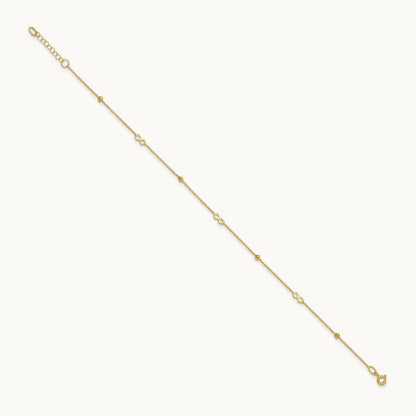 Polished Infinity 9in Plus 1in ext Anklet, 14K