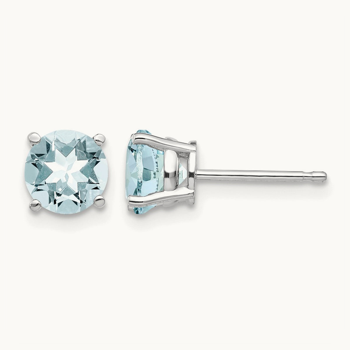 Aquamarine Earrings, 14K White Gold