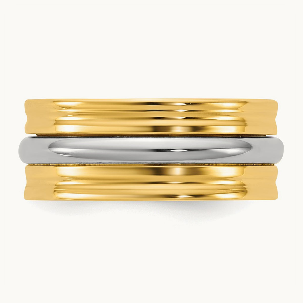 Y/W Single Banded Wedding Band, 8mm, 14K Two-tone
