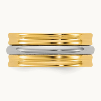 Y/W Single Banded Wedding Band, 8mm, 14K Two-tone