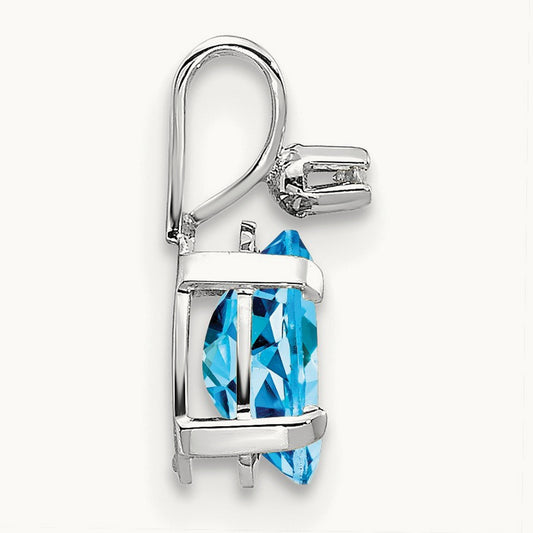 Diamond and Blue Topaz Birthstone Pendant — 14K White Gold