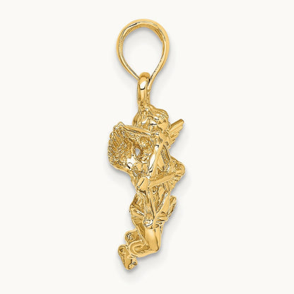Cupid w/Bow and Arrow Charm, 14K