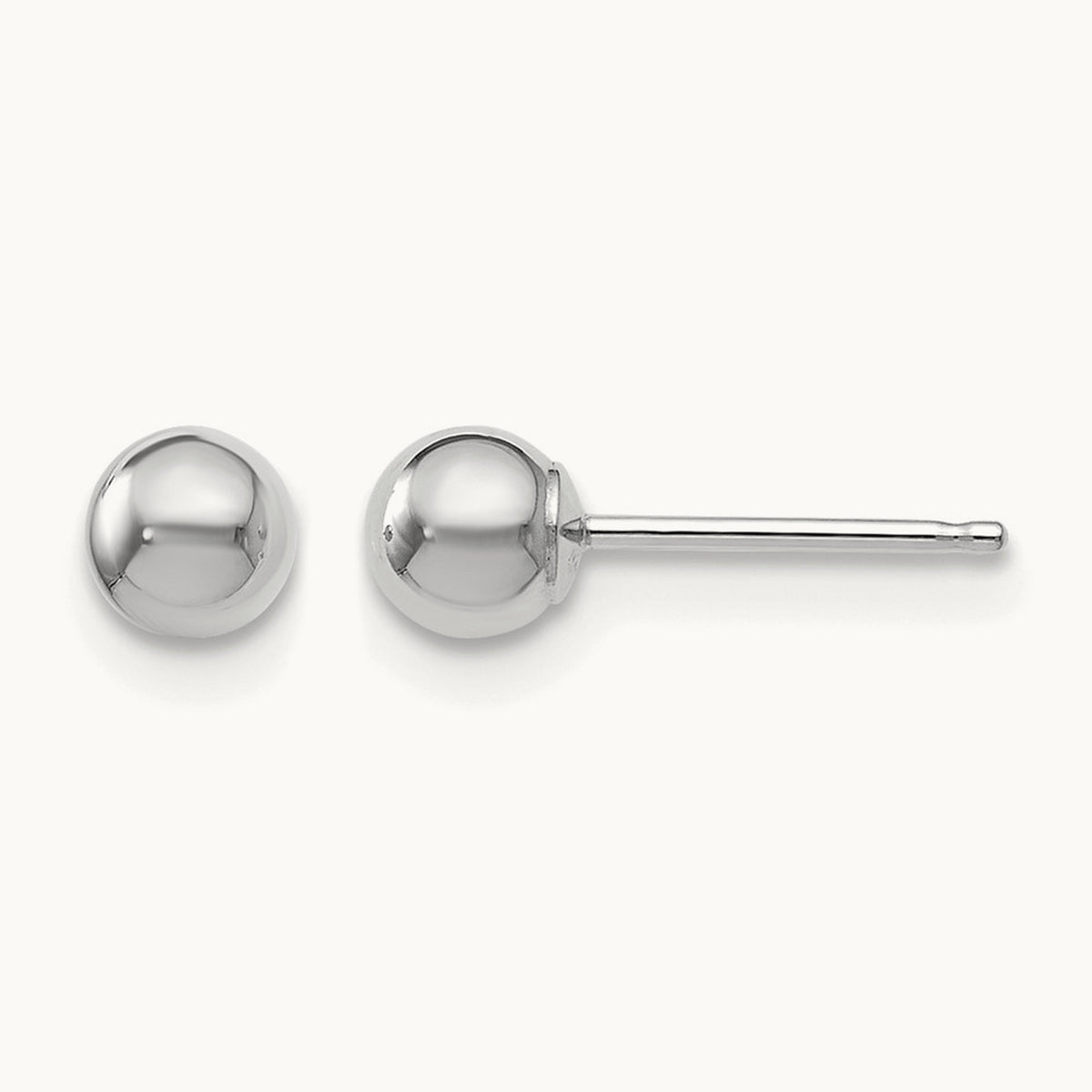 Polished Ball Post Earrings — 14K White Gold, 4mm