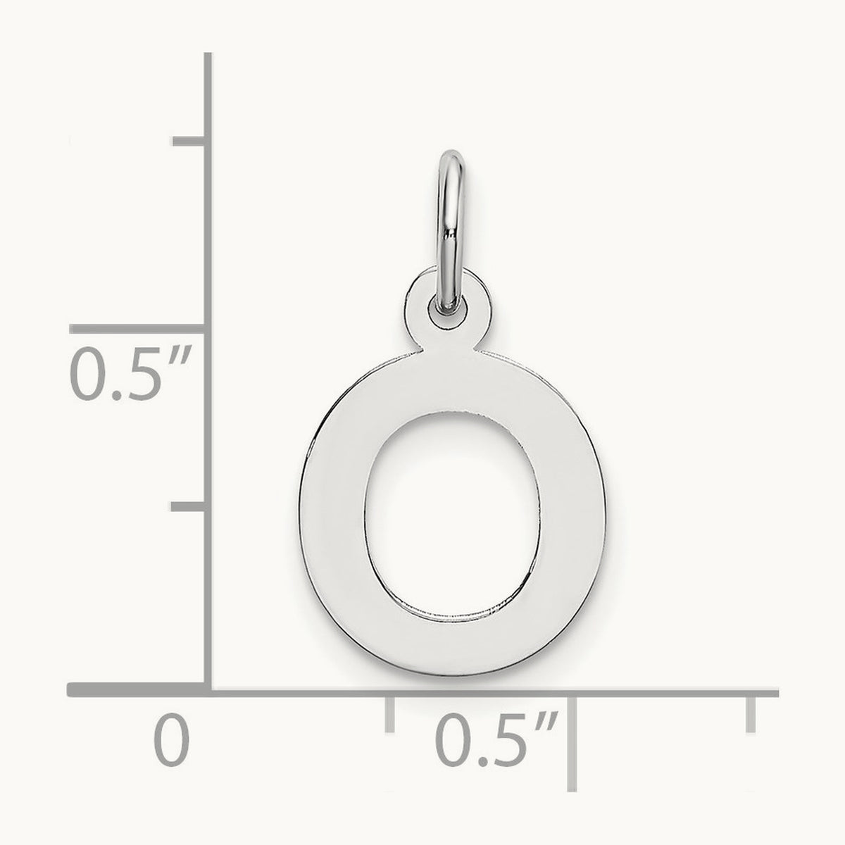 Small Block Initial Charm — 14K White Gold, O