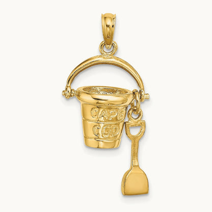 3D CAPE COD Bucket w/ Shovel Charm, 14K
