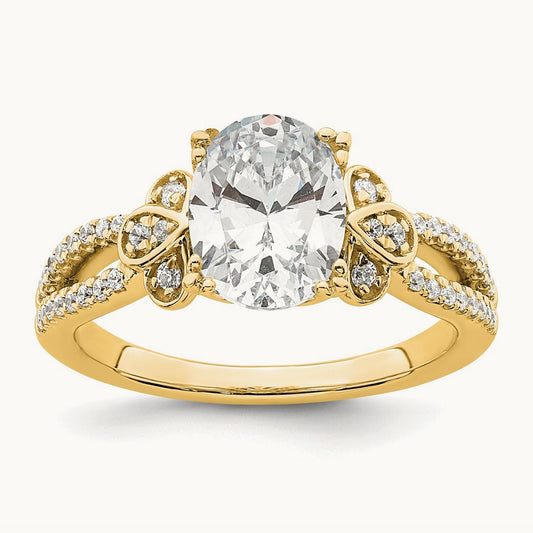 1 1/2ct Oval Split Shank Semi-Mount Engage Dia Ring, 14K Gold