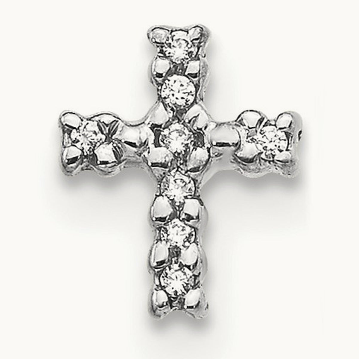 Single 14k w/Rhodium Diamond Cross Post Earring