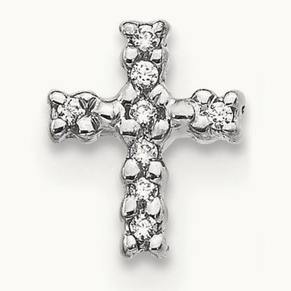 Single 14k w/Rhodium Diamond Cross Post Earring