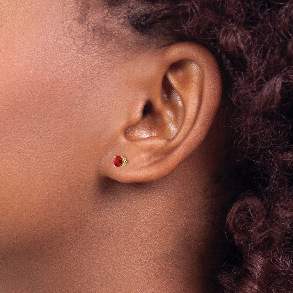 Ruby Post Earrings — 14K Yellow Gold
