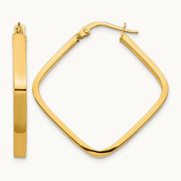 2x2mm Square Hoop Earrings, 14K