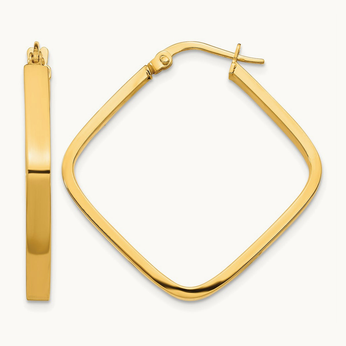 2x2mm Square Hoop Earrings, 14K