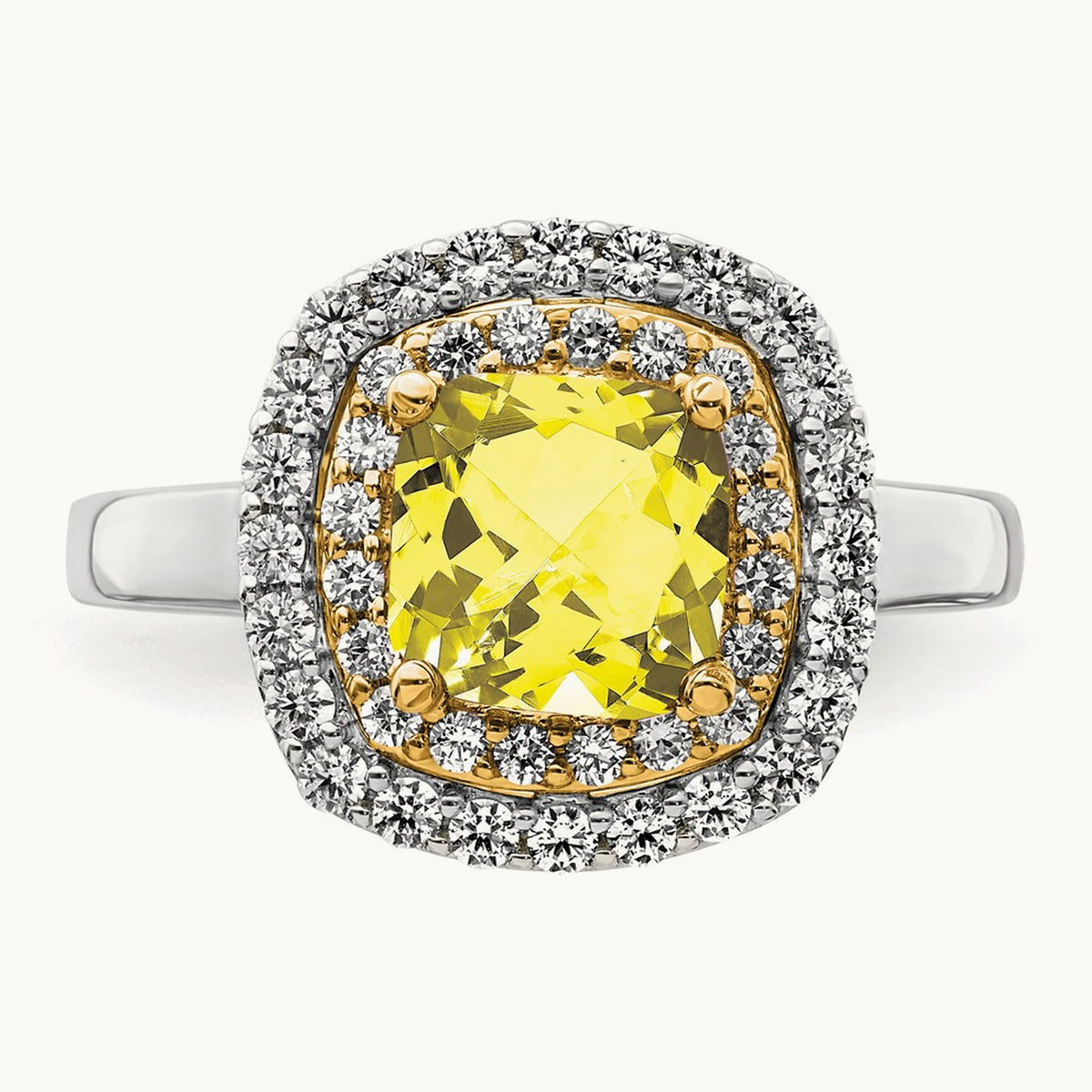Created Yellow Sapphire Ring, 0.50 ct tw Lab-Grown Diamond