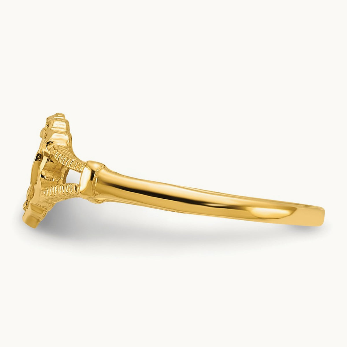Diamond-Cut Childs Heart & Cross Ring, 14K