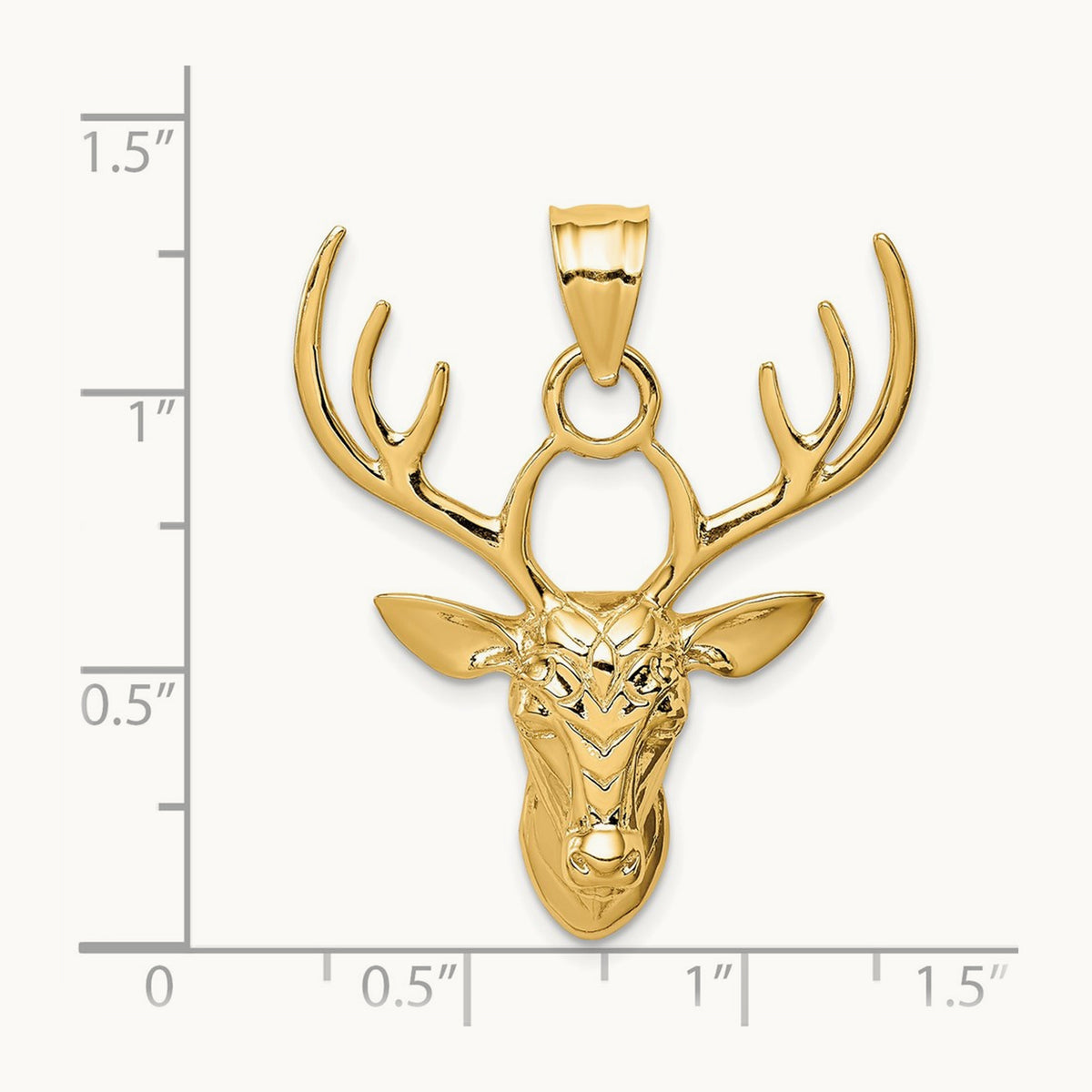 Polished Deer Head Pendant — 35mm