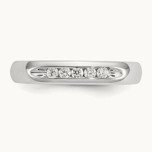 5-Stone Diamond Channel Band, 14K White Gold