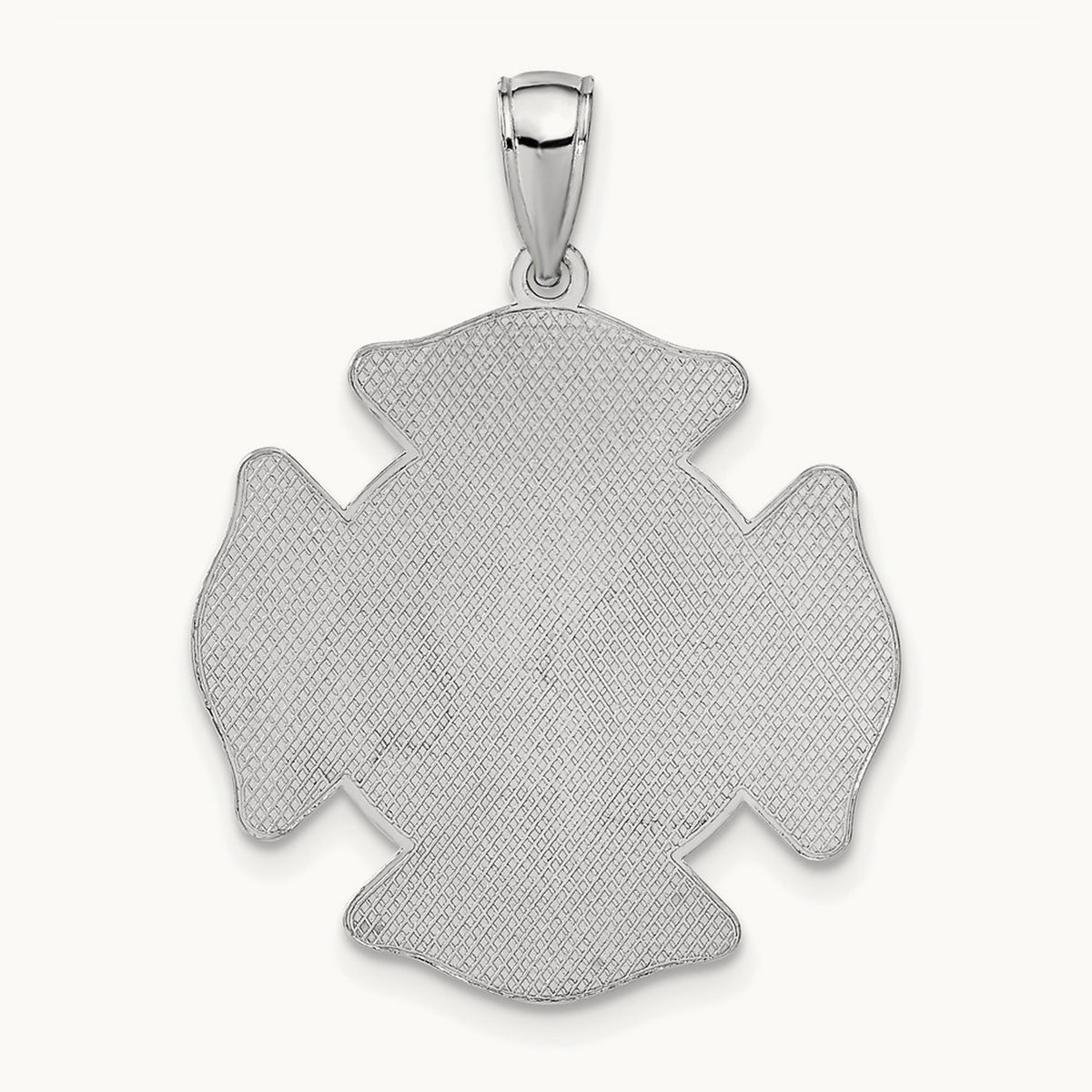 Large FD St. Florian Badge Pendant — 14K White Gold