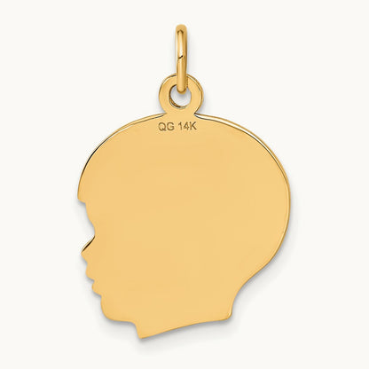 Solid Polished Boys Head Charm, 14K