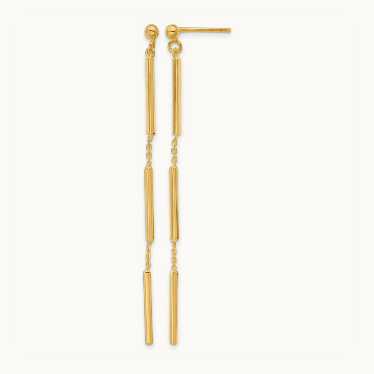 Polished 3 Bar Dangle Post Earrings, 14K — Leslie's