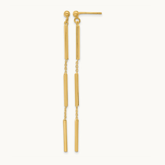 Polished 3 Bar Dangle Post Earrings, 14K — Leslie's