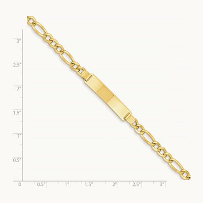 Semi-Solid Figaro ID Bracelet — 14K Yellow Gold, 7mm