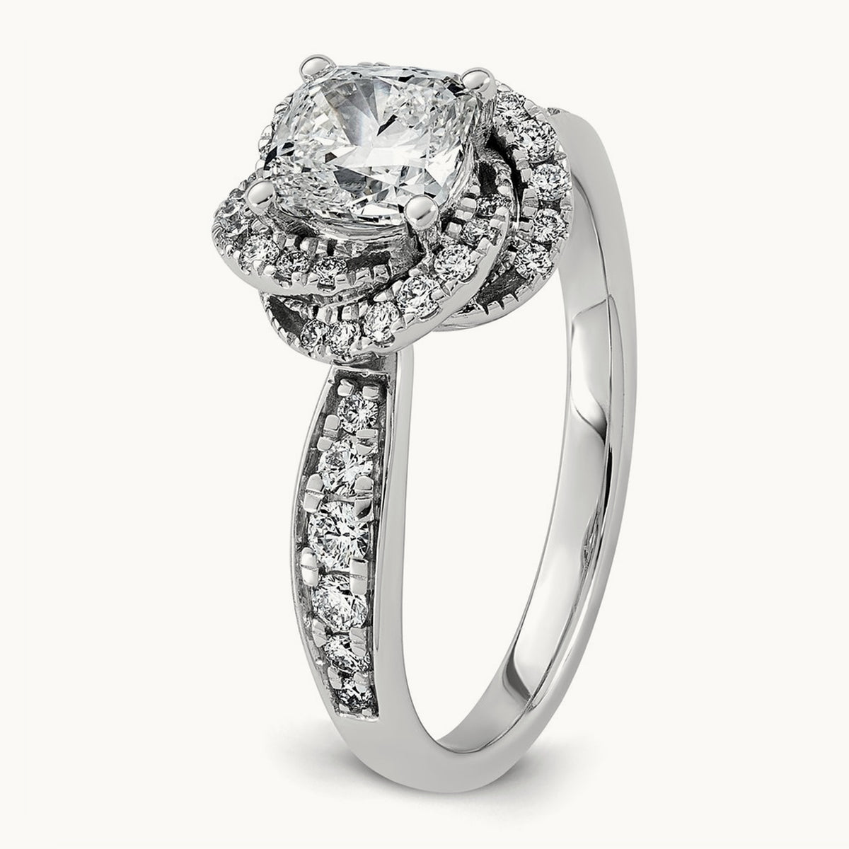Cushion Center Swirl Halo Ring, 1 3/8-3 3/8 ct Lab-Grown Diamond