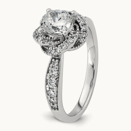 Cushion Center Swirl Halo Ring, 1 3/8-3 3/8 ct Lab-Grown Diamond