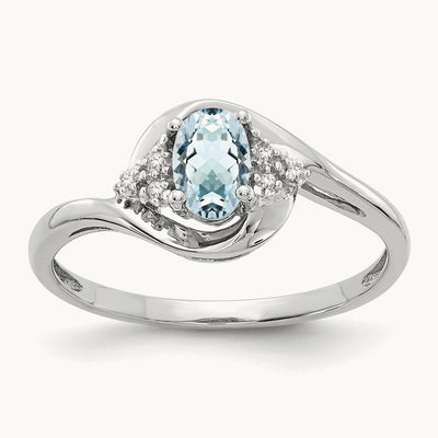 Aquamarine and Diamond Ring, 14K White Gold