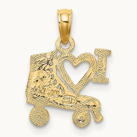 I HEART w/Roller Skate Charm, 14K